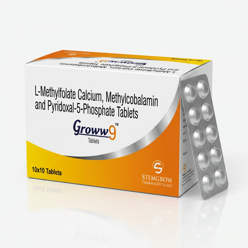 Groww9 — L-Methylfolate Calcium, Methylcobalamin and Pyridoxal-5-Phosphate Tablets