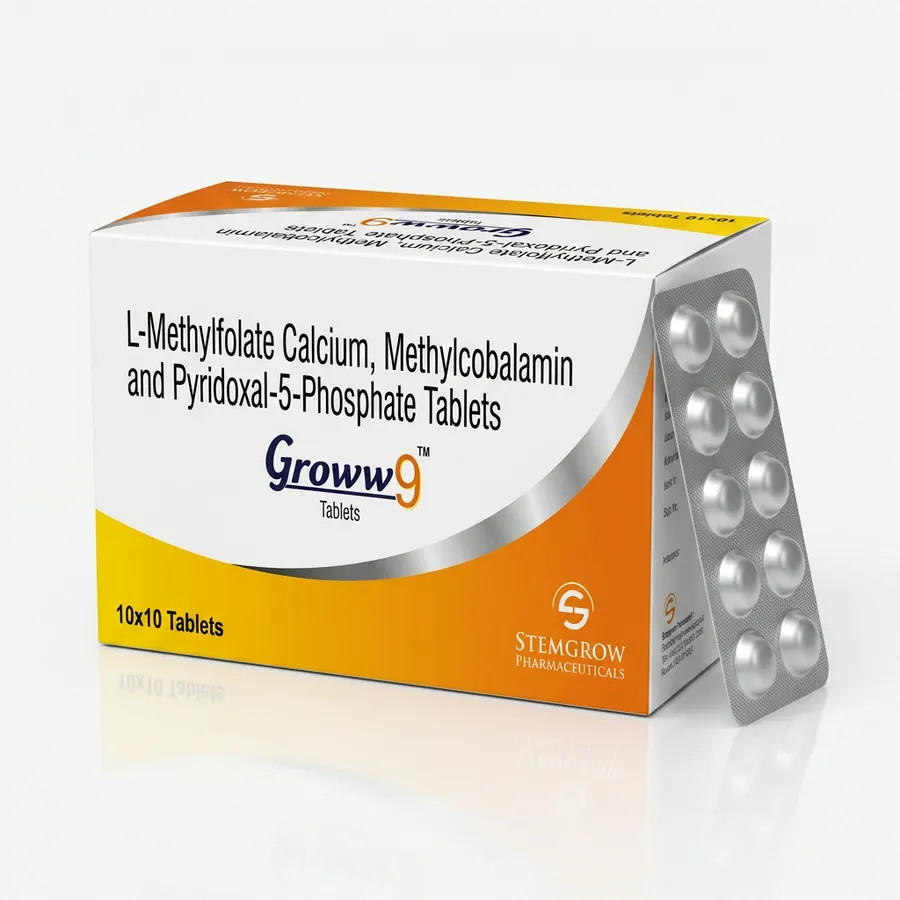 Groww9 — L-Methylfolate Calcium, Methylcobalamin and Pyridoxal-5-Phosphate Tablets